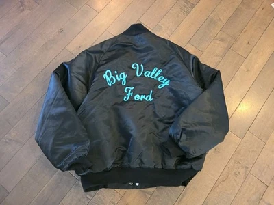 Chaqueta Ford Big Valley De Colección Para Hombre Grande Negra Satinada Bombardero Westark EE. UU. Años 80  Foto 1 de 4