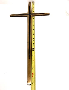 Vintage Minimalist MCM Brass Cross Wall Hanging Decor Large 17” Tall - Picture 1 of 17