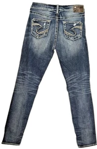 Distressed bestickte Taschenjeans silber Jeans Co Boyfriend Fit Damen W29 L29 - Bild 1 von 8