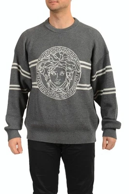 Versace Men's 100% Wool Knitted Jacquard Medusa Pullover Sweater US 2XL IT 56 - Image 1 of 4