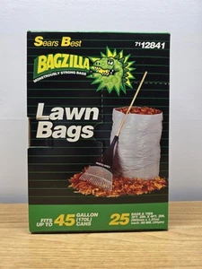 Bolsas y corbatas de basura de césped vintage Sears Bagzilla fuertes de 45 galones 7112844 - Imagen 1 de 6