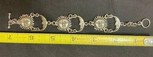 Vintage 925 Sterling Silber Sonne ☀️ & Mond 🌙 Armband 7" Mexiko - Bild 1 von 11