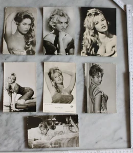 7 x post foto karte BRIGITTE BARDOT konvolut alt top film star deko s/w vintage - Picture 1 of 11