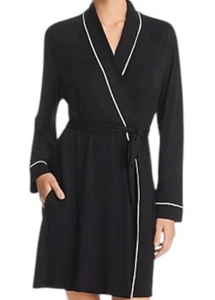 Eberjey Women's Gisele Tuxedo Robe Black Sorbet Size Small Loungewear Modal - Picture 1 of 14