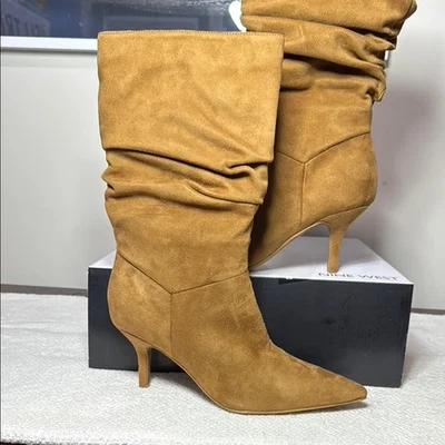 Nine West Melson Dark Natural Wheat Suede Women's Boots 7.5 (New) - Image 1 of 4