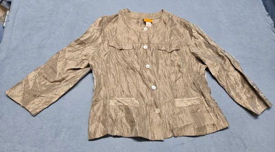 Женская куртка Ruby Rd размер 14 металлик текстурированные пуговицы спереди смесь полиэстера - Изображение 1 из 4