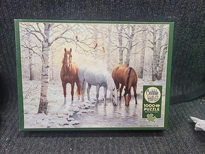 Puzzle 1000 pièces Cobble Hill Winter Trio chevaux 26,625" X 19,25" neuf livraison gratuite ! - Photo 1/3