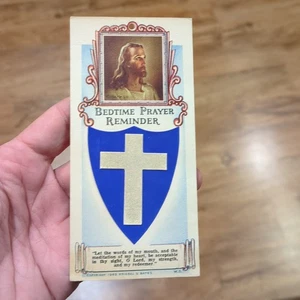 Tarjeta de cruz recordatoria de oración religiosa vintage 1943 - Imagen 1 de 3