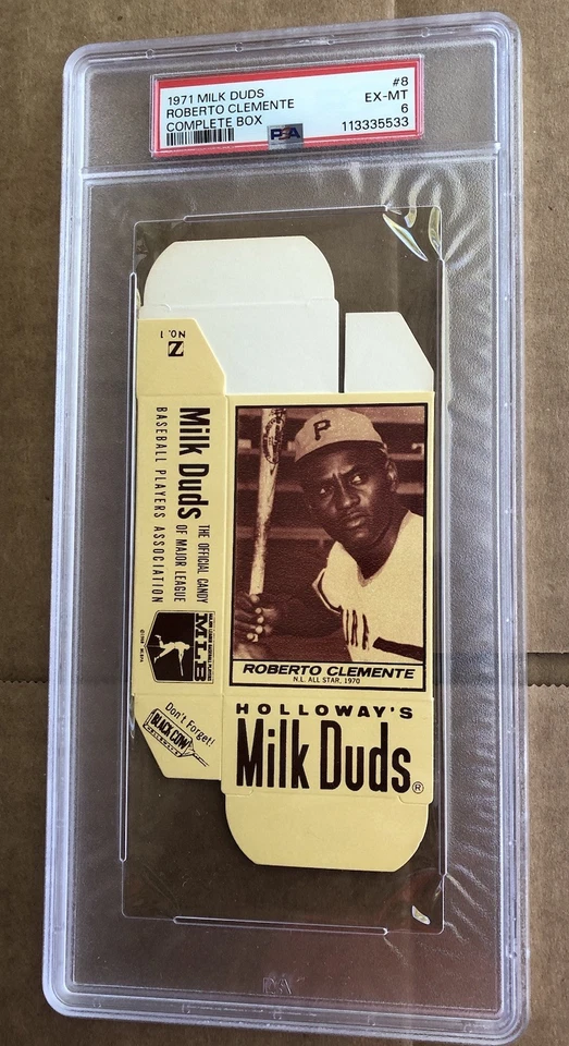 Milk Duds Roberto Clemente 1971 caja completa #8 PSA 6 (EX/MT) - muy raro Foto 1 de 2
