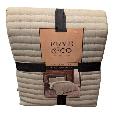 Frye & Co. 2 Piece Quilt Set Twin Blanket Jade Green Channel Stitched NEW - Image 1 of 4