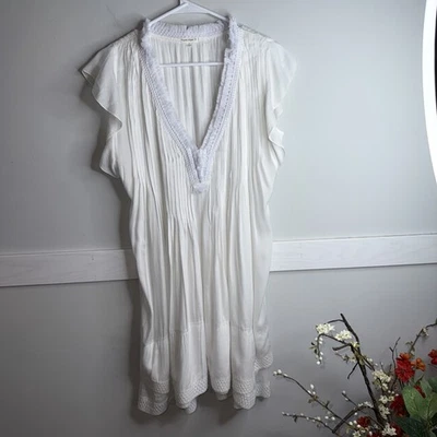 MINIVESTIDO POUPETTE ST BARTH SASHA BLANCO TALLA M FLECOS PLISADO MANGA ACAMPANADA Foto 1 de 4