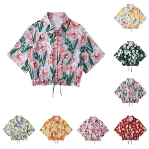 Sweet Print Top Womens Shirt Lapel Neckline Microelasticity Modern Design - Picture 1 of 15