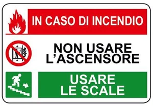 Cartello segnaletica NON usare l'ascensore usare le scale 300x200mm. dx giù - Imagen 1 de 1