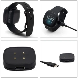 Versa 3/4 Smartwatch Charging Cord, 1m USB Charger Stand, Black - Photo 1 sur 10