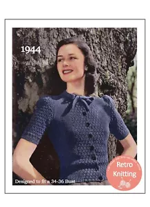1940's Wartime Vintage Knitting Pattern - Pussy Bow Blouse - Picture 1 of 2