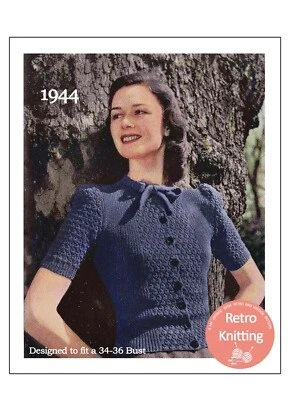 1940's Wartime Vintage Knitting Pattern -  Pussy Bow Blouse - Image 1 of 2