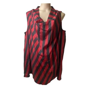 TS Taking Shape Blouse Top size 16 Plus Stripe Red & Black Sleeveless Tunic EUC - Picture 1 of 10