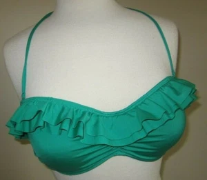 OLD NAVY Emerald Green Ruffles Balconette Halter Swim Top Size Medium - 165/95 - Picture 1 of 8