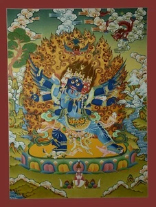 Vajrakilaya Pintado a Mano Budista Tibetano Thangka Thanka Pergamino Pintado a Mano Nepal - Imagen 1 de 12