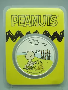 2021 Peanuts Charlie Brown Sandcastle at the Beach 1 oz argento rotondo - Foto 1 di 4