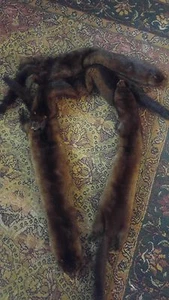 Vintage 4 Pelt Mink Real Fur Stole Scarf Shaw Wrap 70 inches long by Gartenhaus - Picture 1 of 5