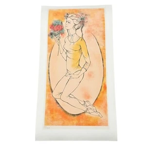 Vintage Ballerina Elegant Woman Floral Lithograph COLLECTORS GUILD MCM #'d - Picture 1 of 5