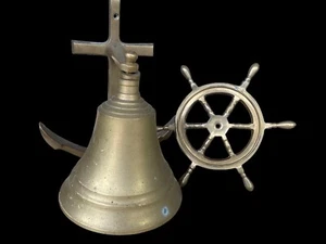 Ancla Náutica Vintage Latón Campana Barco Rueda Puerta Montaje en Pared - Imagen 1 de 11
