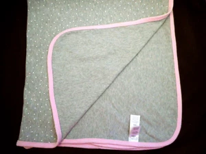 Carters Cotton Knit Gray w/ Pink Binding Baby Crib Security Blanket 34.5x29" - Picture 1 of 4