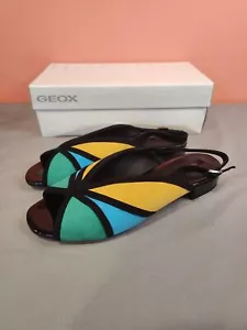 Damen-Sandalen Geox Wistrey Veloursleder Fersenriemen gelb grün blau US 8 - Bild 1 von 6