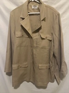 Alfred Dunner Blazer Jacke Leinenmischung Creme Beige Damengröße 22 W Hergestellt in den USA - Bild 1 von 11