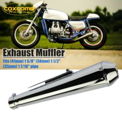 Silenciador de escape de megáfono corto cono inverso cromado 17" universal para motocicleta Foto 1 de 4