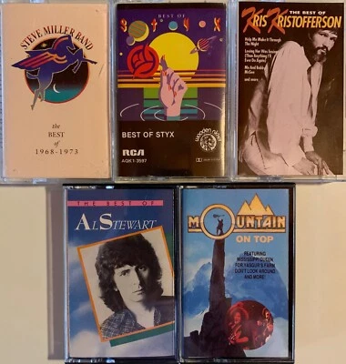 (5) 70'S ROCK/POP CASSETTE TAPES: STEVE MILLER, KRISTOFFERSON, MOUNTAIN -TESTED Foto 1 de 2