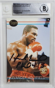 1991 Ringlords #1 Evander Holyfield Signed Sample Card Autograph Auto JSA & BAS