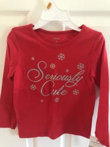 Top rosso manica lunga Carters Seriousy Cute 4T nuovo con etichetta - Foto 1 di 1