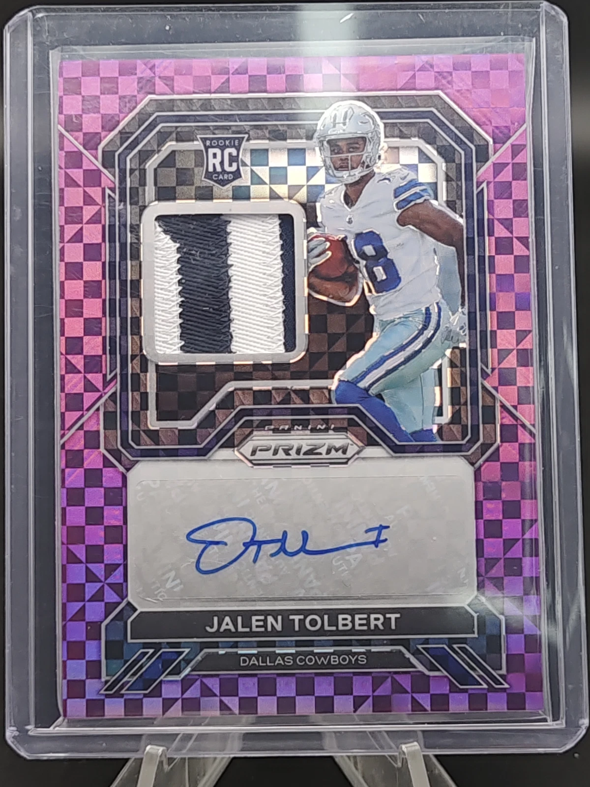 2022 Panini Prizm Football Jalen Tolbert Patch Auto Purple Power /49 RC [CJ7
