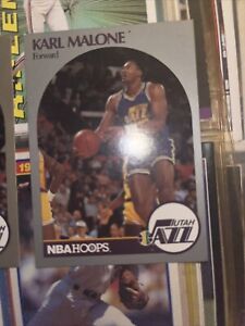 Karl Malone -Card#292-Silver Ink Misprint. Rare 1990 MVP NBA Hoop- MINT