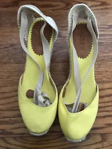 J.Crew Damen-Schnürsandale Sardinien gelb Keilabsatz geschlossene Zehe Schuh 7 - Bild 1 von 4