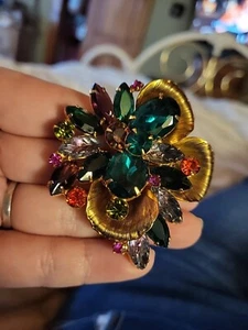 Vintage Juliana D & E Multi Color Fruit Salad Rhinestone Molded Glass Brooch Pin - Picture 1 of 9
