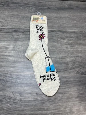 Nuevo Divertido Zapato Para Mujer Talla 5-10 Azul Q Rojo Take No Sh*t Calcetines Algodón Raro Foto 1 de 4