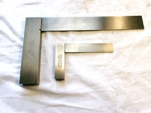 PAIR OF RABONE CHESTERMAN STEEL SQUARES - NO. 9 - ONE 4" & ONE 9" - Picture 1 of 5