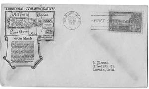 1937 FDC,  VIRGIN ISLANDS, ANDERSON - Picture 1 of 1