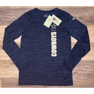 NWT Kids Dallas Cowboys Nike Dri-Fit Long Sleeve - Large - Heather Blue - Picture 1 of 5