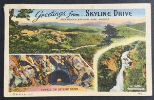 Greetings Skyline Drive Shenandoah National Park Virginia Linen Postcard 1946 - Picture 1 of 2