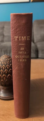 Time Magazine Bound Edition Oct-Dec 1933 w/Covers & ads - Image 1 of 4