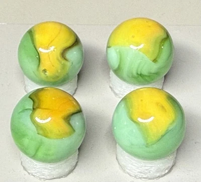 Lot Of 4 Peltier Peerless Patch Marbles .60” To  .62” NM(+) To Mint - Image 1 of 4