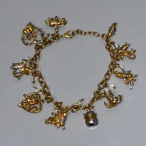 Disney Winnie The Pooh and Friends Gold Plated Charm Bracelet Bradford Exchange - Picture 1 of 4
