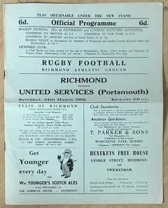1962 RICHMOND v UNITED SERVICES PORTSMOUTH programme - Picture 1 of 3