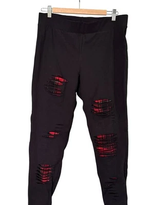 Legging feminina tórrida preta xadrez sólido painel desgastado férias punk - Tamanho 2XL - Imagem 1 de 4