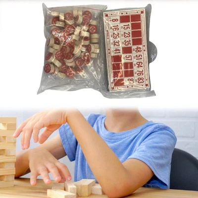 Wood Bingo Set Traditional Bingo Number Cards Wooden Bingo Game Bingo Board Game - Image 1 of 4