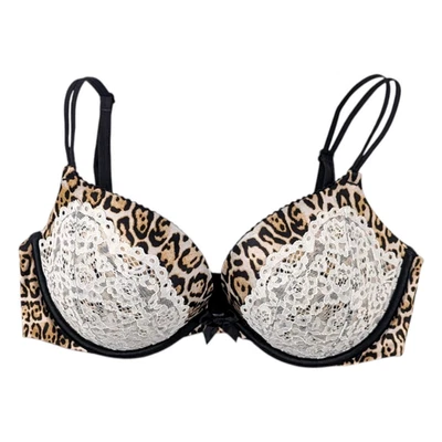 Sujetador push up Victoria's Secret MUY SEXY para mujer talla 34D blanco encaje estampado animal Foto 1 de 4